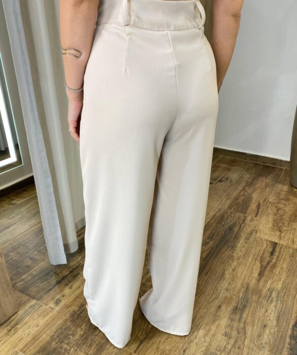 Calça Feminina Alfaiataria Pantalona Aurora Nude - Fernanda Ramos Store