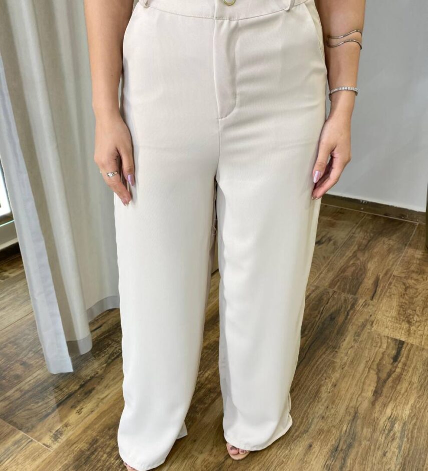 Calça Feminina Alfaiataria Pantalona Aurora Nude - Fernanda Ramos Store