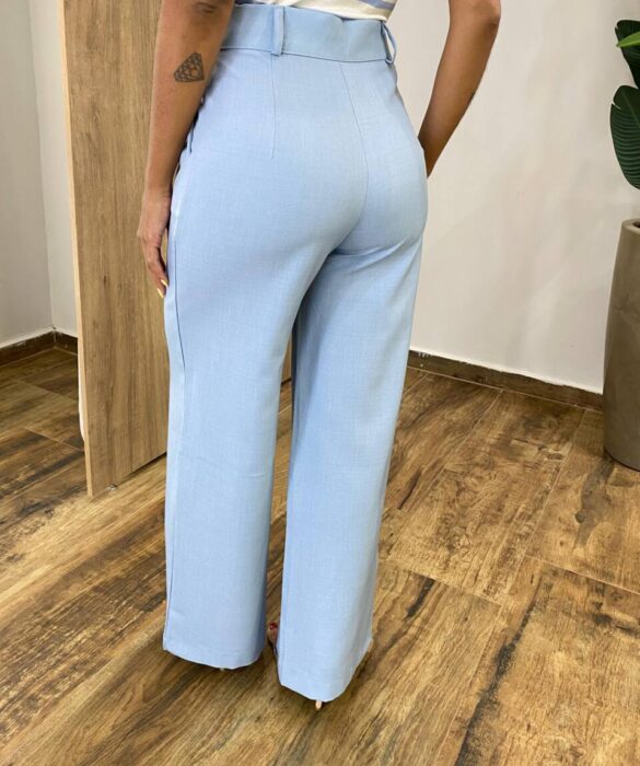 Calça Feminina Diana Alfaiataria Pantalona Azul - Fernanda Ramos Store