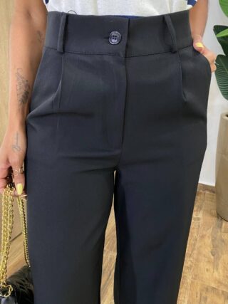 Calça Feminina Diana Alfaiataria Pantalona Preta - Fernanda Ramos Store