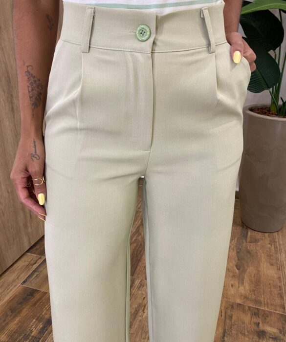 Calça Feminina Diana Alfaiataria Pantalona Verde - Fernanda Ramos Store