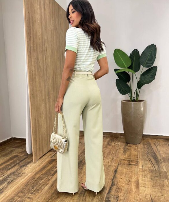 Calça Feminina Diana Alfaiataria Pantalona Verde - Fernanda Ramos Store