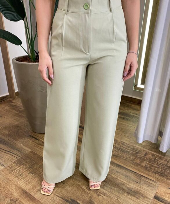 Calça Feminina Diana Alfaiataria Pantalona Verde - Fernanda Ramos Store