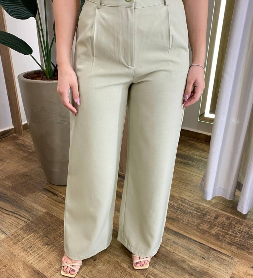 Calça Feminina Diana Alfaiataria Pantalona Verde - Fernanda Ramos Store