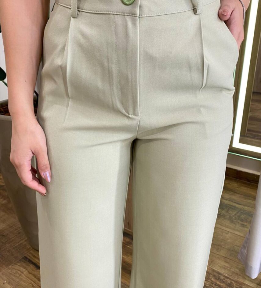 Calça Feminina Diana Alfaiataria Pantalona Verde - Fernanda Ramos Store