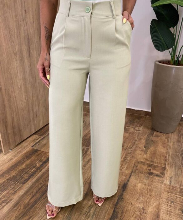 Calça Feminina Diana Alfaiataria Pantalona Verde - Fernanda Ramos Store