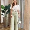 Calça Feminina Diana Alfaiataria Pantalona Verde - Fernanda Ramos Store