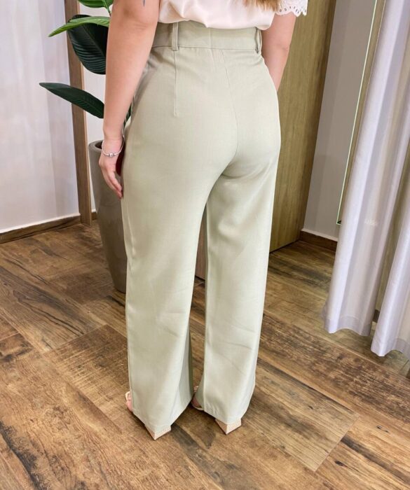 Calça Feminina Diana Alfaiataria Pantalona Verde - Fernanda Ramos Store