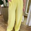 Calça Feminina Pantalona Duda Amarela com Detalhe de Listras - Fernanda Ramos Store