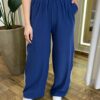 Calça Feminina Pantalona Duda Azul Marinho com Detalhe de Listras - Fernanda Ramos Store