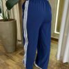 Calça Feminina Pantalona Duda Azul Marinho com Detalhe de Listras - Fernanda Ramos Store