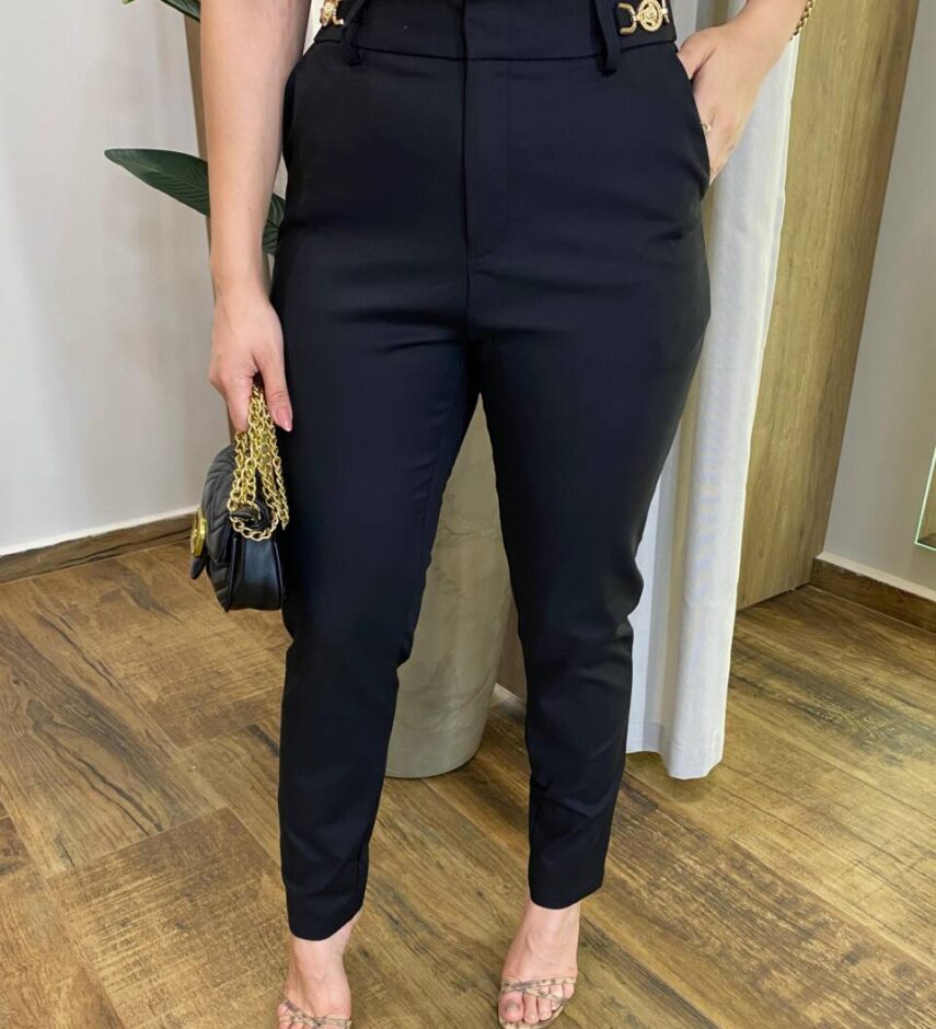 Calça Feminina Social Skinny Valentina Preta com Elastano - Fernanda Ramos Store