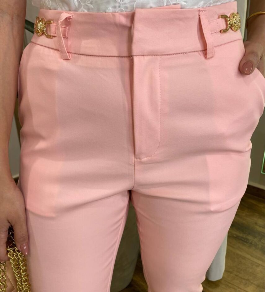 Calça Feminina Social Skinny Valentina Rosa com Elastano - Fernanda Ramos Store