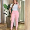 Calça Feminina Social Skinny Valentina Rosa com Elastano - Fernanda Ramos Store