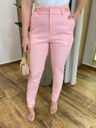 Calça Feminina Social Skinny Valentina Rosa com Elastano - Fernanda Ramos Store