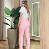 Calça Feminina Social Skinny Valentina Rosa com Elastano - Fernanda Ramos Store