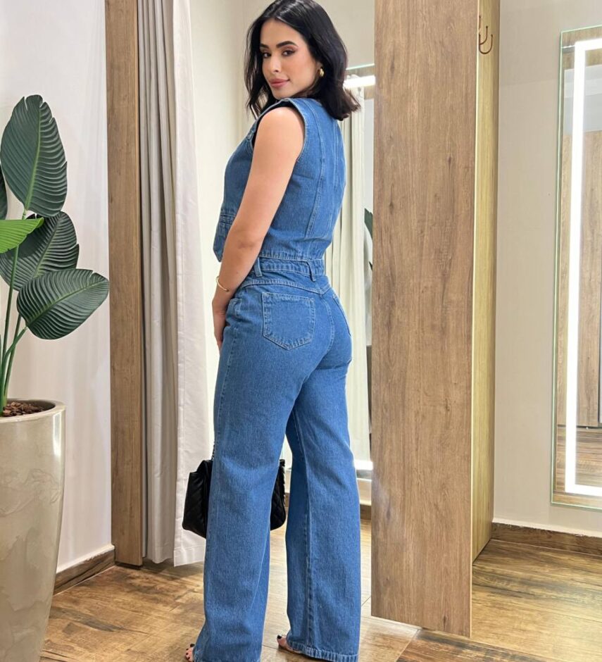 Calça Jeans Feminina Mari Wide Leg Lavagem Escura - Fernanda Ramos Store