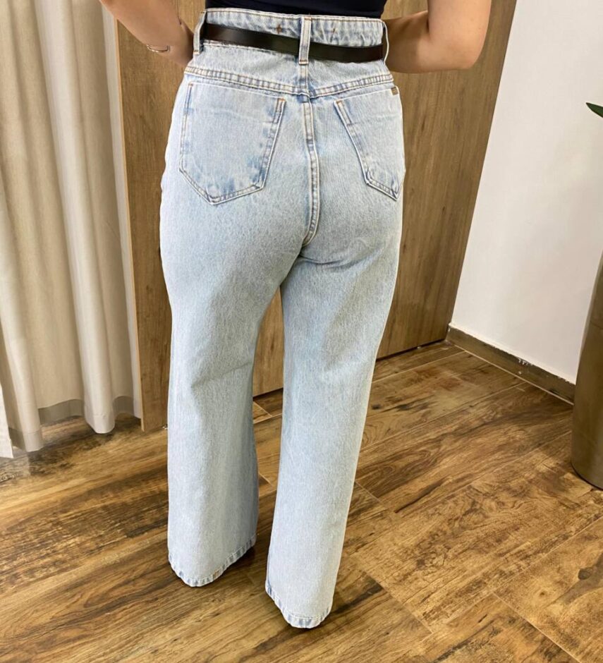 Calça Jeans Feminina Nicole Wide Leg com Cinto - Fernanda Ramos Store