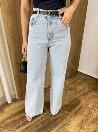 Calça Jeans Feminina Nicole Wide Leg com Cinto - Fernanda Ramos Store