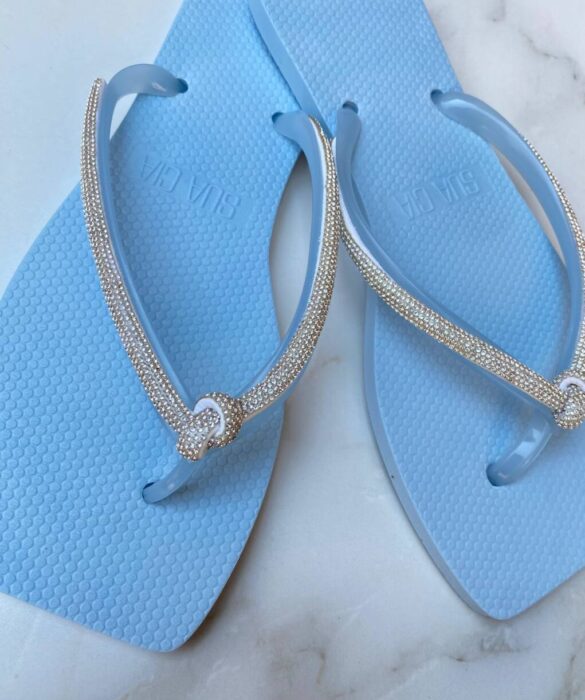 Chinelo Feminino Diamond Azul com Strass - Fernanda Ramos Store