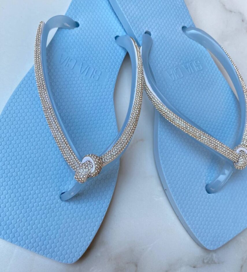 Chinelo Feminino Diamond Azul com Strass - Fernanda Ramos Store