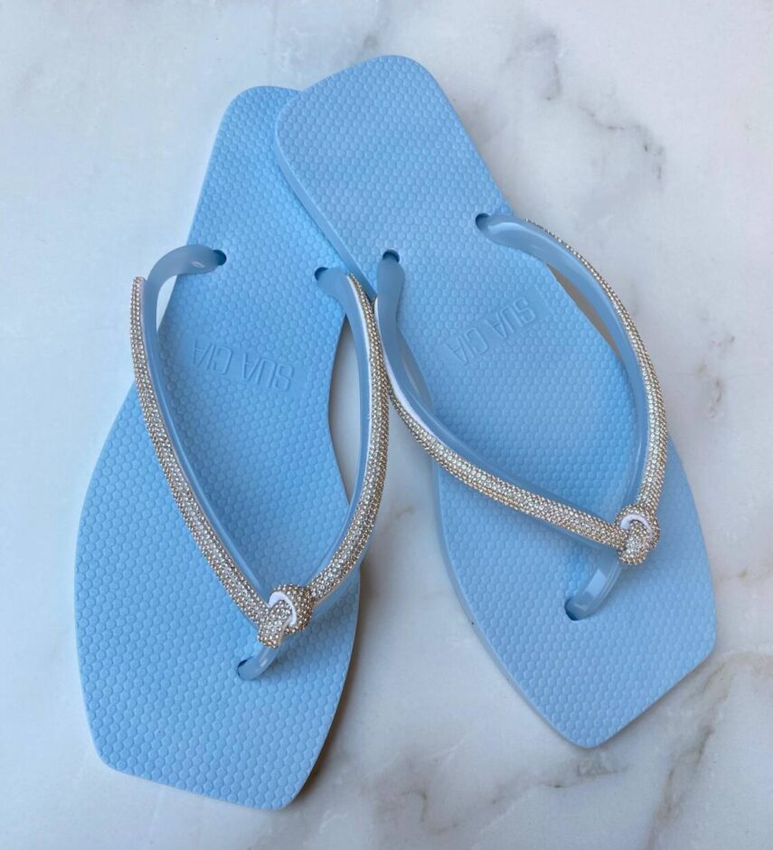 Chinelo Feminino Diamond Azul com Strass - Fernanda Ramos Store
