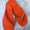 Chinelo Feminino Diamond Laranja com Strass - Fernanda Ramos Store