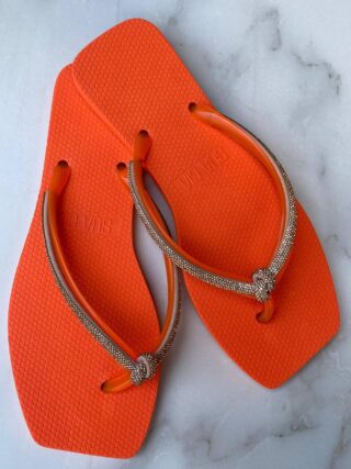 Chinelo Feminino Diamond Laranja com Strass - Fernanda Ramos Store