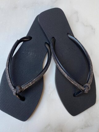 Chinelo Feminino Diamond Preto com Strass - Fernanda Ramos Store