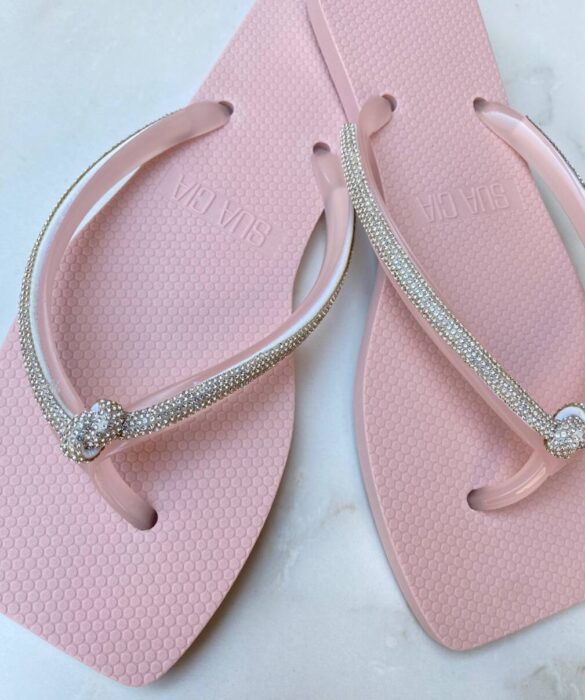 Chinelo Feminino Diamond Rosa com Strass - Fernanda Ramos Store