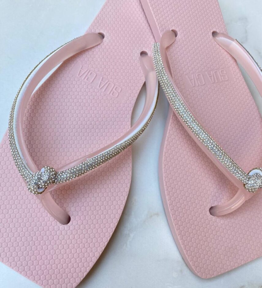 Chinelo Feminino Diamond Rosa com Strass - Fernanda Ramos Store