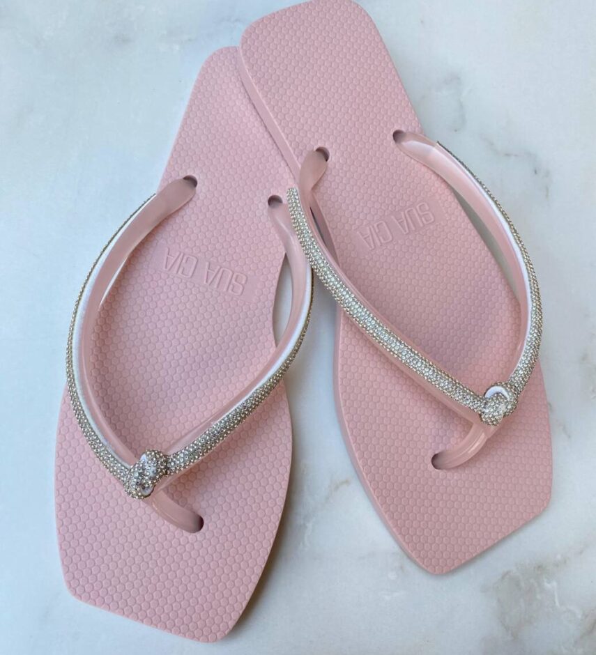 Chinelo Feminino Diamond Rosa com Strass - Fernanda Ramos Store