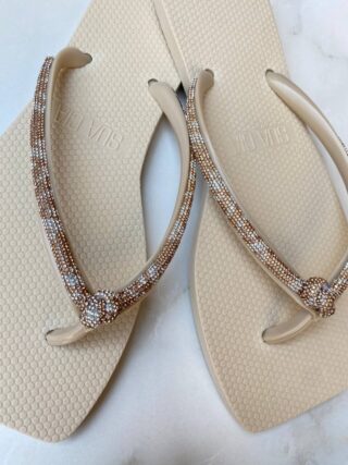 Chinelo Feminino New Diamond Marfim com Strass - Fernanda Ramos Store