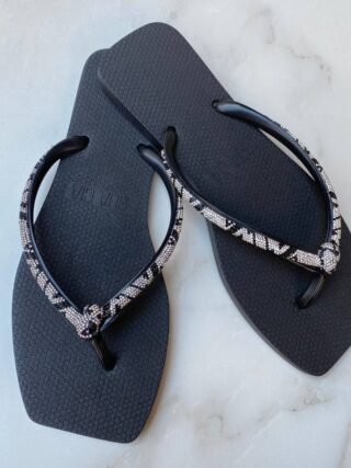 Chinelo Feminino New Diamond Preto com Strass - Fernanda Ramos Store