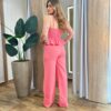 Conjunto Feminino Alfaiataria Fer Cropped e Calça Pantalona Rosa - Fernanda Ramos Store