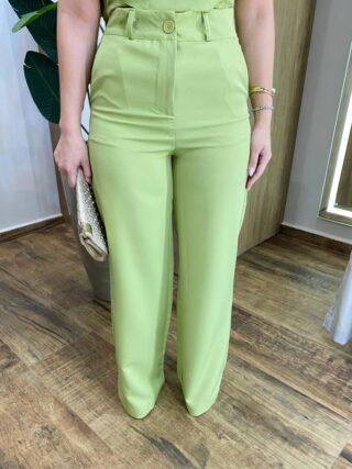 Conjunto Feminino Alfaiataria Fer Cropped e Calça Pantalona Verde - Fernanda Ramos Store