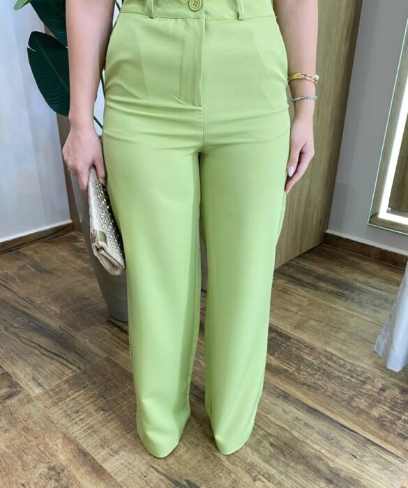 Conjunto Feminino Alfaiataria Fer Cropped e Calça Pantalona Verde - Fernanda Ramos Store