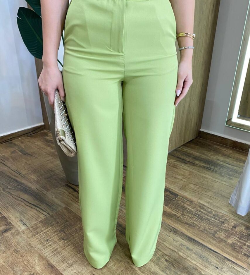 Conjunto Feminino Alfaiataria Fer Cropped e Calça Pantalona Verde - Fernanda Ramos Store