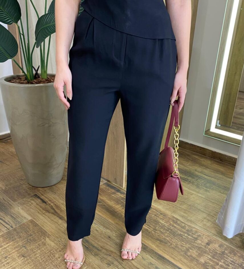 Conjunto Feminino Ana Cropped Nula Manga e Calça Preto - Fernanda Ramos Store