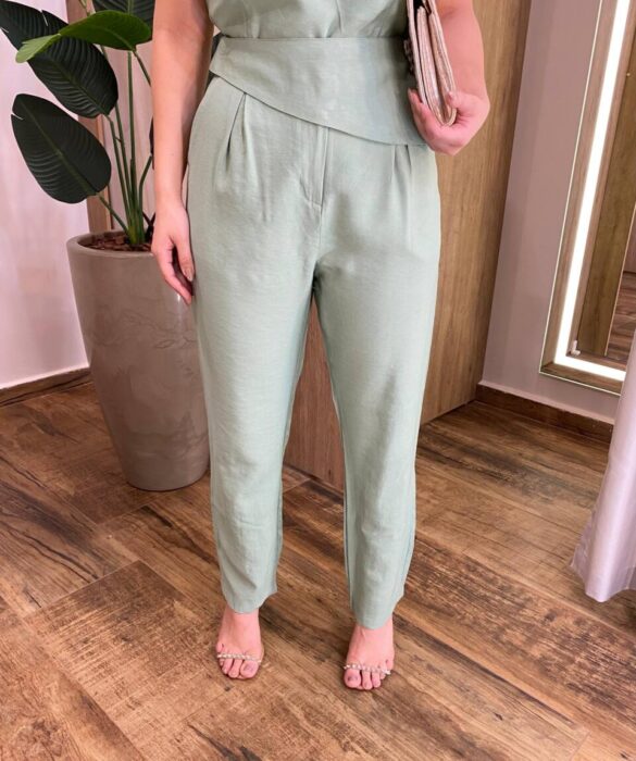 Conjunto Feminino Ana Cropped Nula Manga e Calça Verde - Fernanda Ramos Store