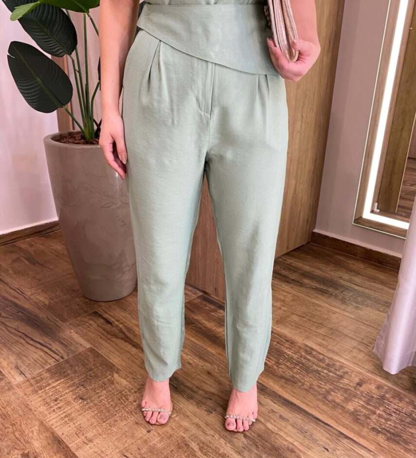 Conjunto Feminino Ana Cropped Nula Manga e Calça Verde - Fernanda Ramos Store