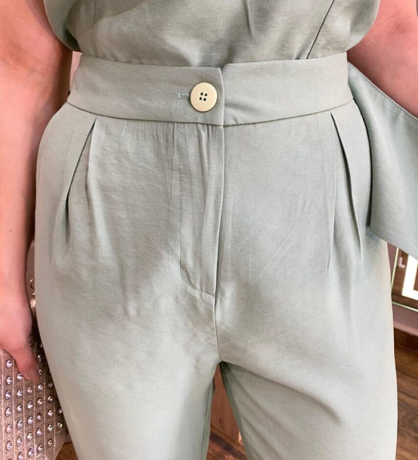 Conjunto Feminino Ana Cropped Nula Manga e Calça Verde - Fernanda Ramos Store