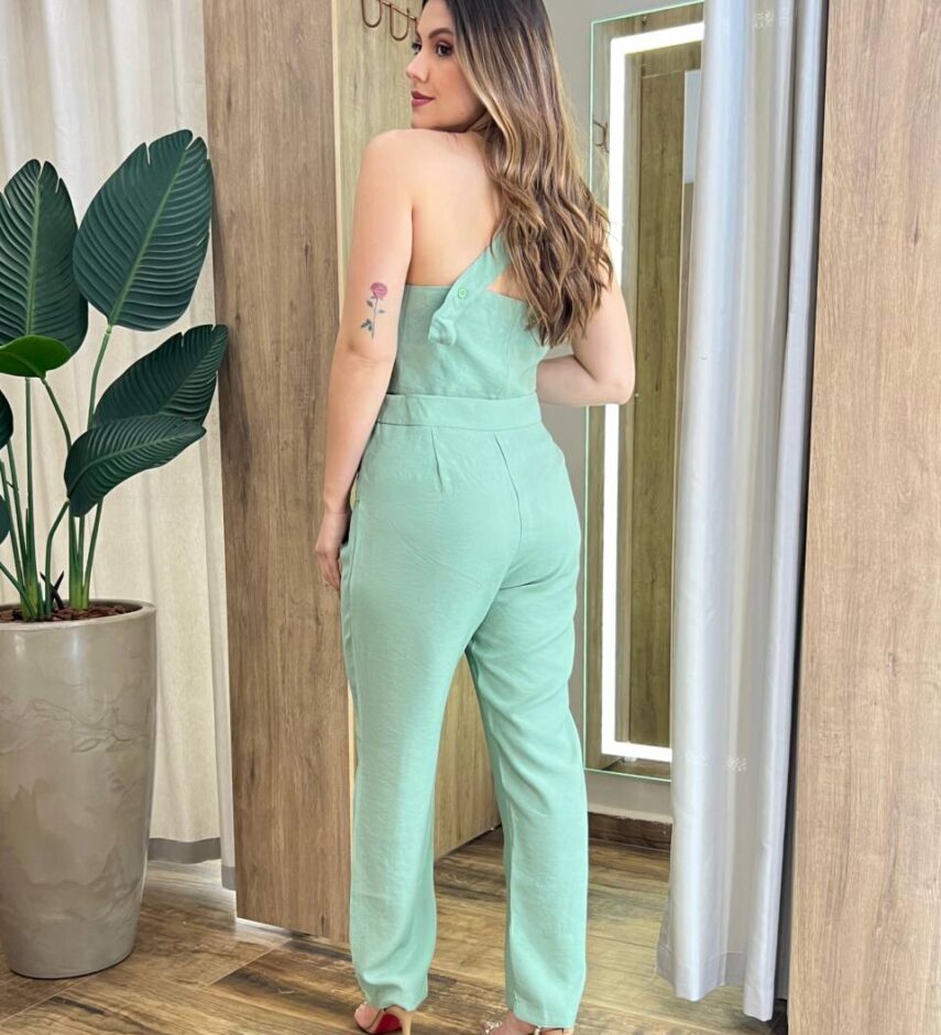 Conjunto Feminino Ana Cropped Nula Manga e Calça Verde - Fernanda Ramos Store