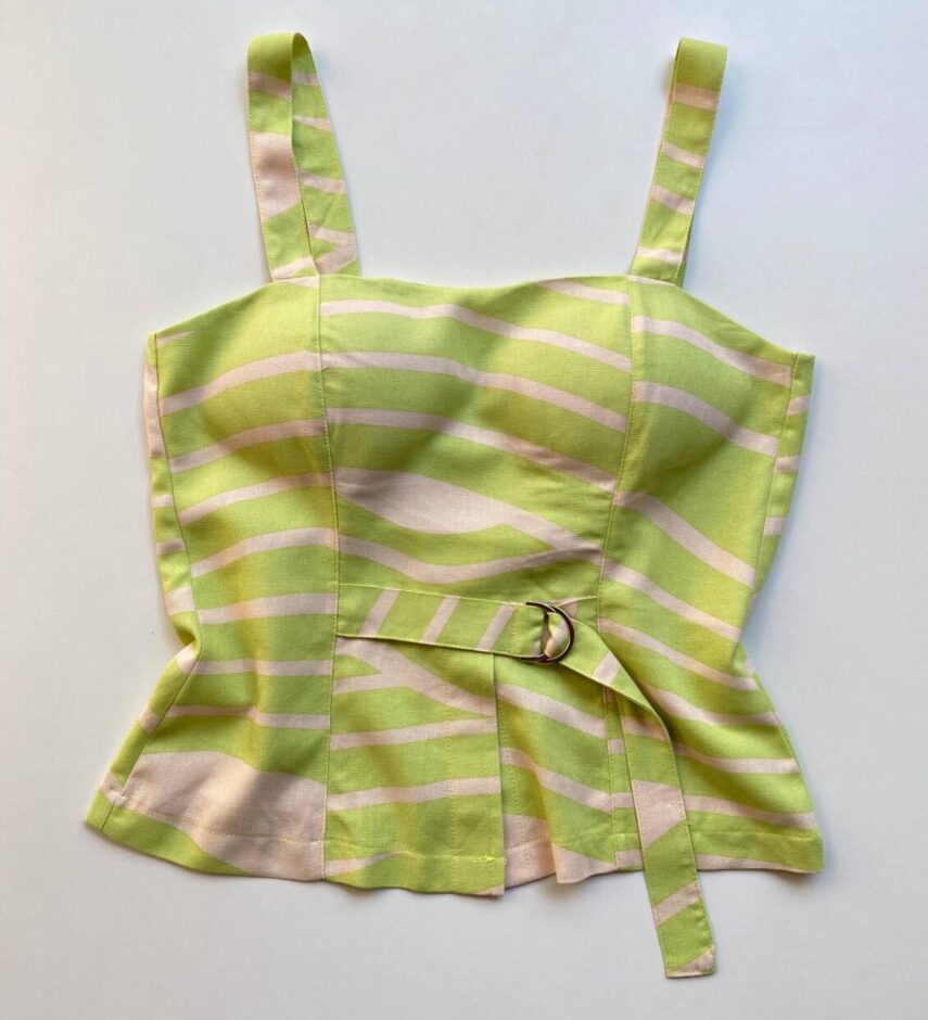 Conjunto Feminino Bia Cropped com Bojo e Short Saia Verde Estampado - Fernanda Ramos Store