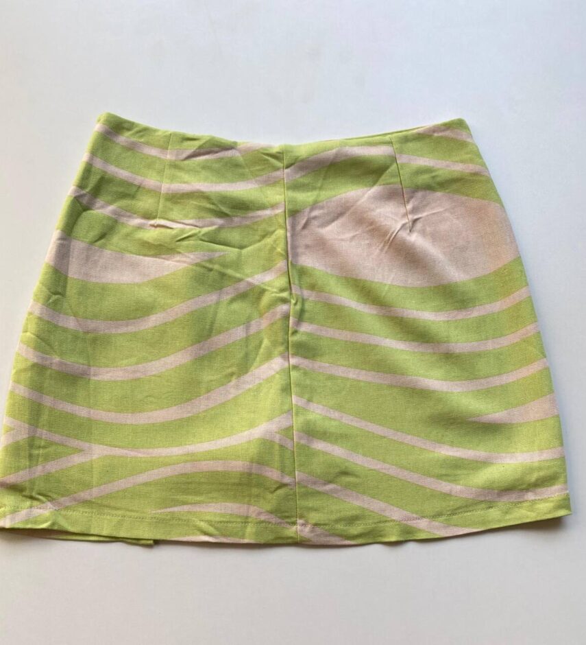 Conjunto Feminino Bia Cropped com Bojo e Short Saia Verde Estampado - Fernanda Ramos Store