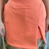 Conjunto Feminino Blusa com Bojo e Short Saia Laranja com Amarração - Fernanda Ramos Store