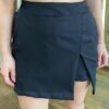 Conjunto Feminino Blusa com Bojo e Short Saia Preto com Amarração - Fernanda Ramos Store