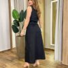 Conjunto Feminino Sarah Cropped e Saia Midi Preto com Cinto - Fernanda Ramos Store