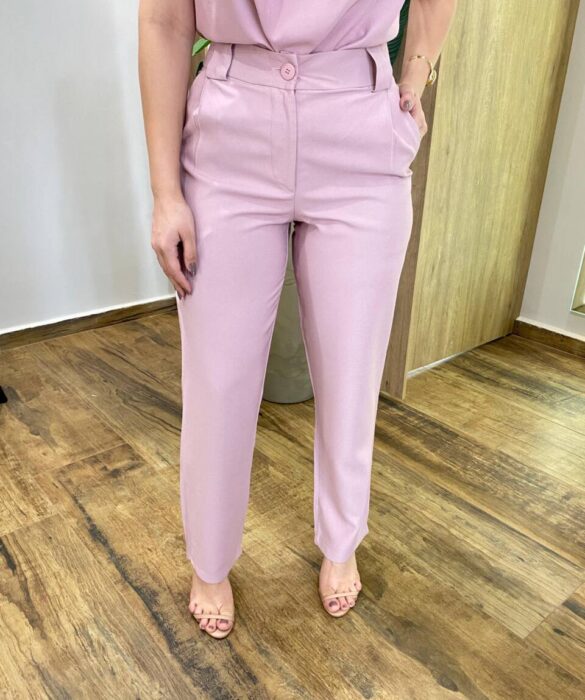 Conjunto Feminino Summer Love Regata com Detalhe e Calça Rosé - Fernanda Ramos Store