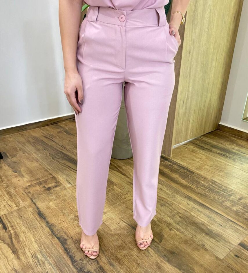 Conjunto Feminino Summer Love Regata com Detalhe e Calça Rosé - Fernanda Ramos Store